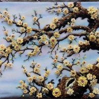 Gemstone painting - apricot flowers 1