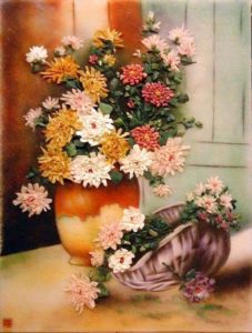 Gemstone painting - basket chrysanthemum 7