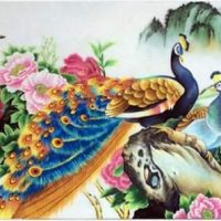 Gemstone painting - couple peacock 1