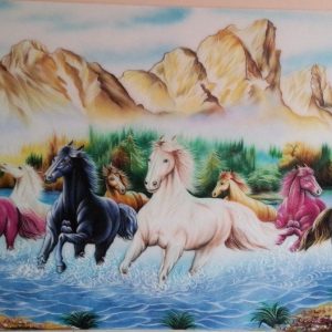 Gemstone painting - eight horse 12