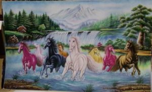 Gemstone painting - eight horse 14