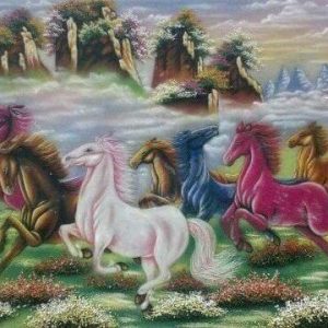 Gemstone painting - eight horse 15