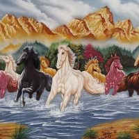 Gemstone painting - eight horse 16