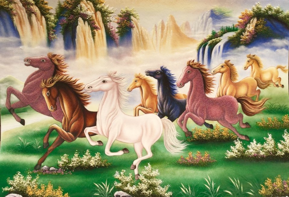 Gemstone painting - eight horse 19