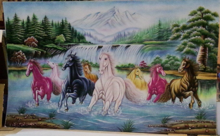 Gemstone painting - eight horse 2