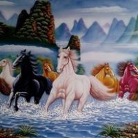 Gemstone painting - eight horse