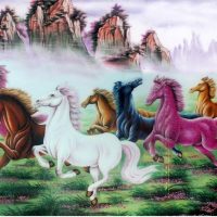 Gemstone painting - eight horse 3
