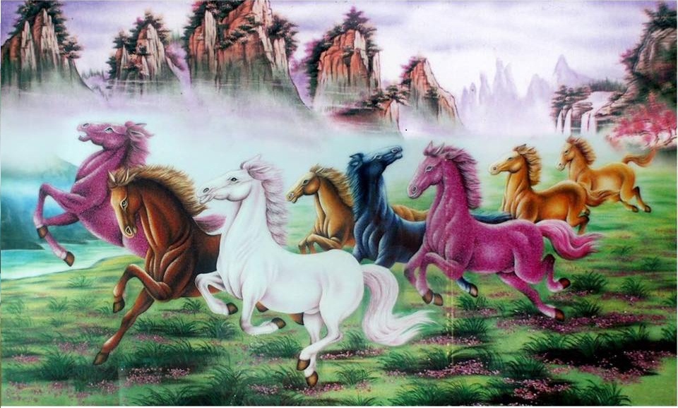 Gemstone painting - eight horse 3