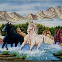 Gemstone painting - eight horse 4