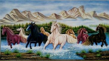 Gemstone painting - eight horse 4