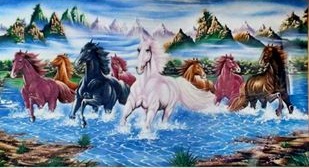 Gemstone painting - eight horse 5
