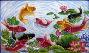 Gemstone painting - nine fish