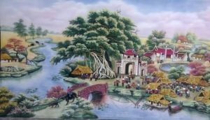 Gemstone painting - old vietnam's village