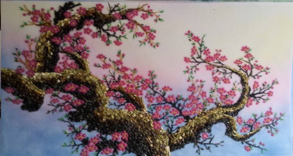 Gemstone painting - peach blossom 2