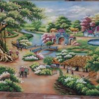 Gemstone painting - village 1