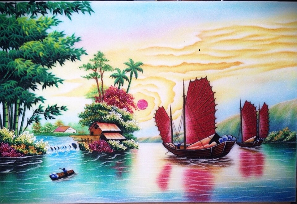 Gemstone painting - Vietnamese water-colour 15 - Gemstone paintingGemstone  painting, gemstone art Vietnam