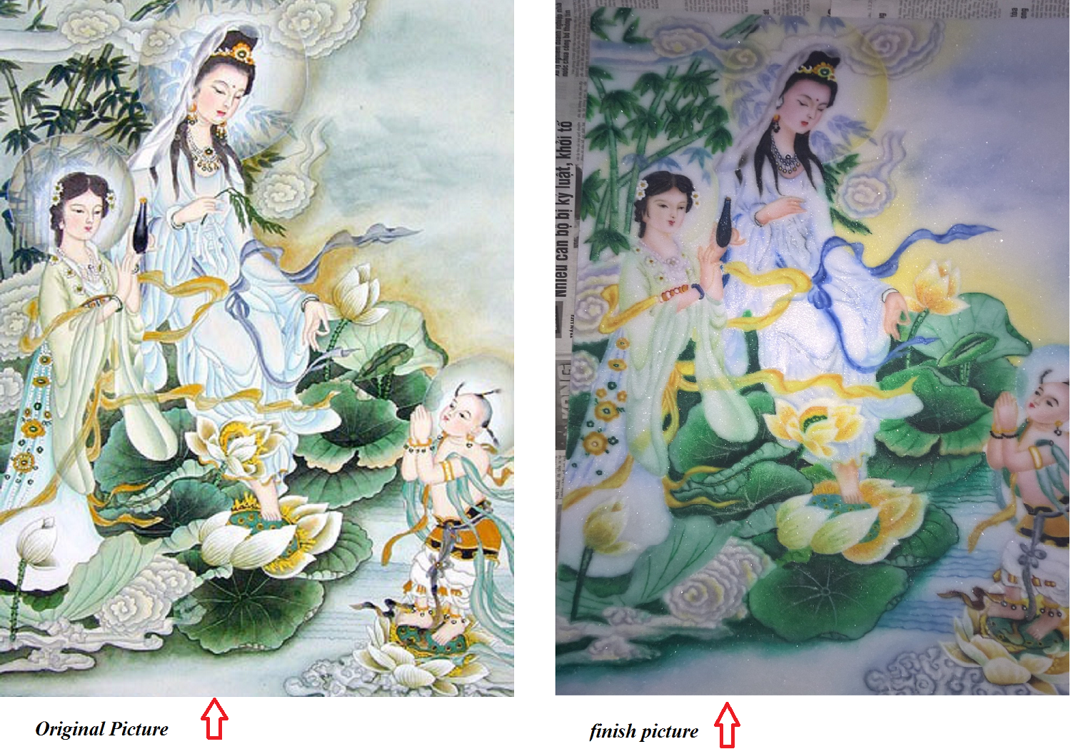 Gemstone painting Avalokiteśvara Bodhisattva