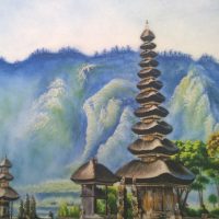 Gemstone painting Japan landscape