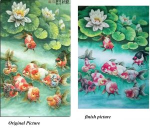 Gemstone painting Japan nine fish