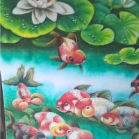 Gemstone painting Japan nine fish