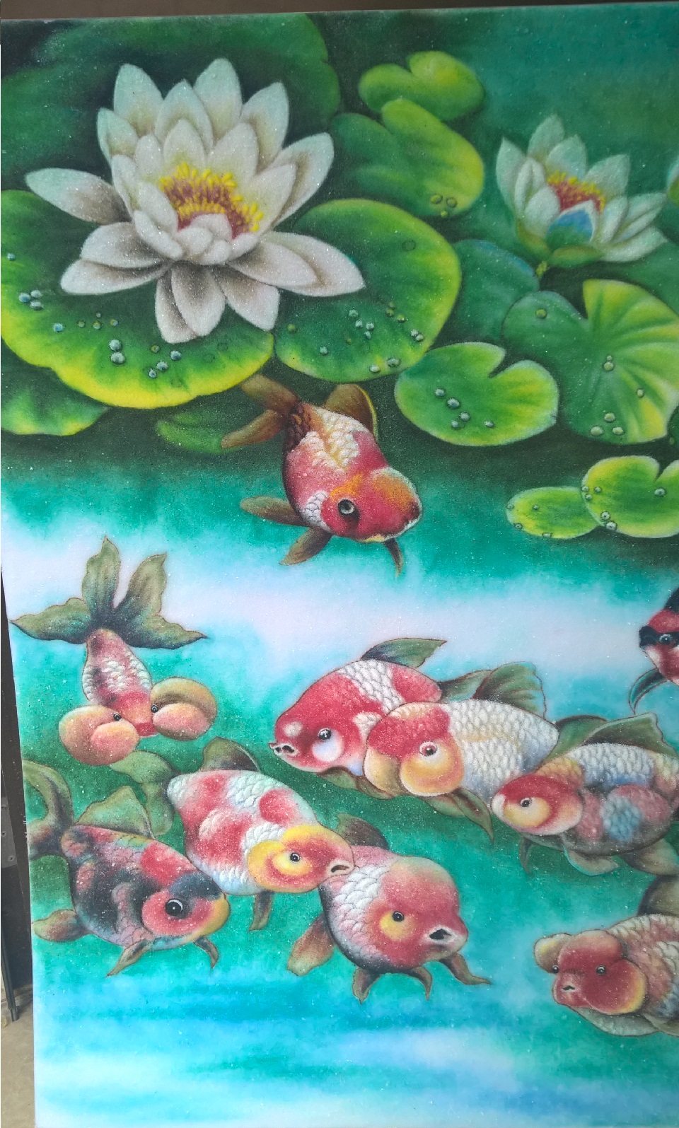 Gemstone painting Japan nine fish