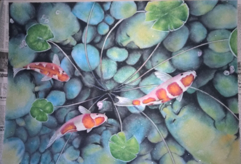 Gemstone painting fish art