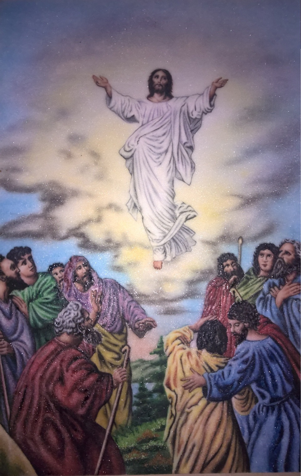 Gemstone painting ascension of Jesus