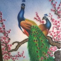 Gemstone painting couple Peacock