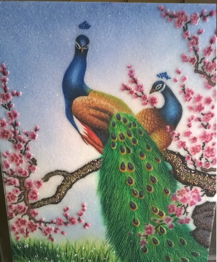 Gemstone painting couple Peacock