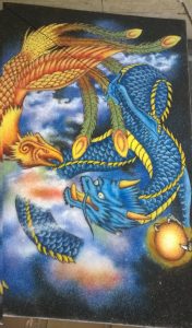 Gemstone painting dragon and phoenix 1