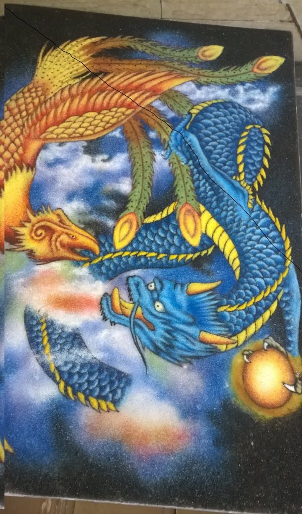 Gemstone painting dragon and phoenix 1
