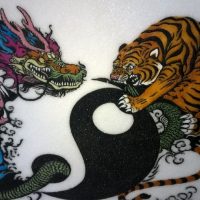 Gemstone painting dragon and tiger