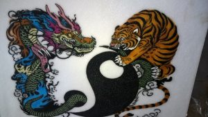 Gemstone painting dragon and tiger