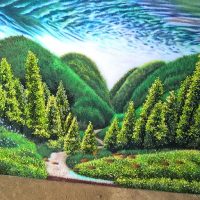 Gemstone painting forest landscape
