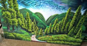Gemstone painting forest landscape