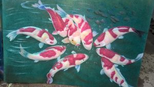 Gemstone painting nine fish 1