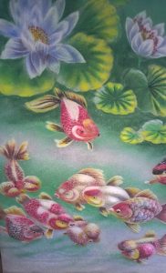 Gemstone painting nine fishs