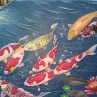 Gemstone painting nine fish 2