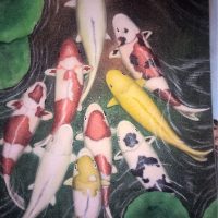 Gemstone painting nine fish 3